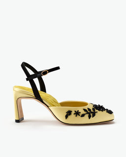 Lemon, Satin With Caviar Beads