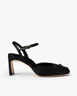Black, Satin With Caviar Beads