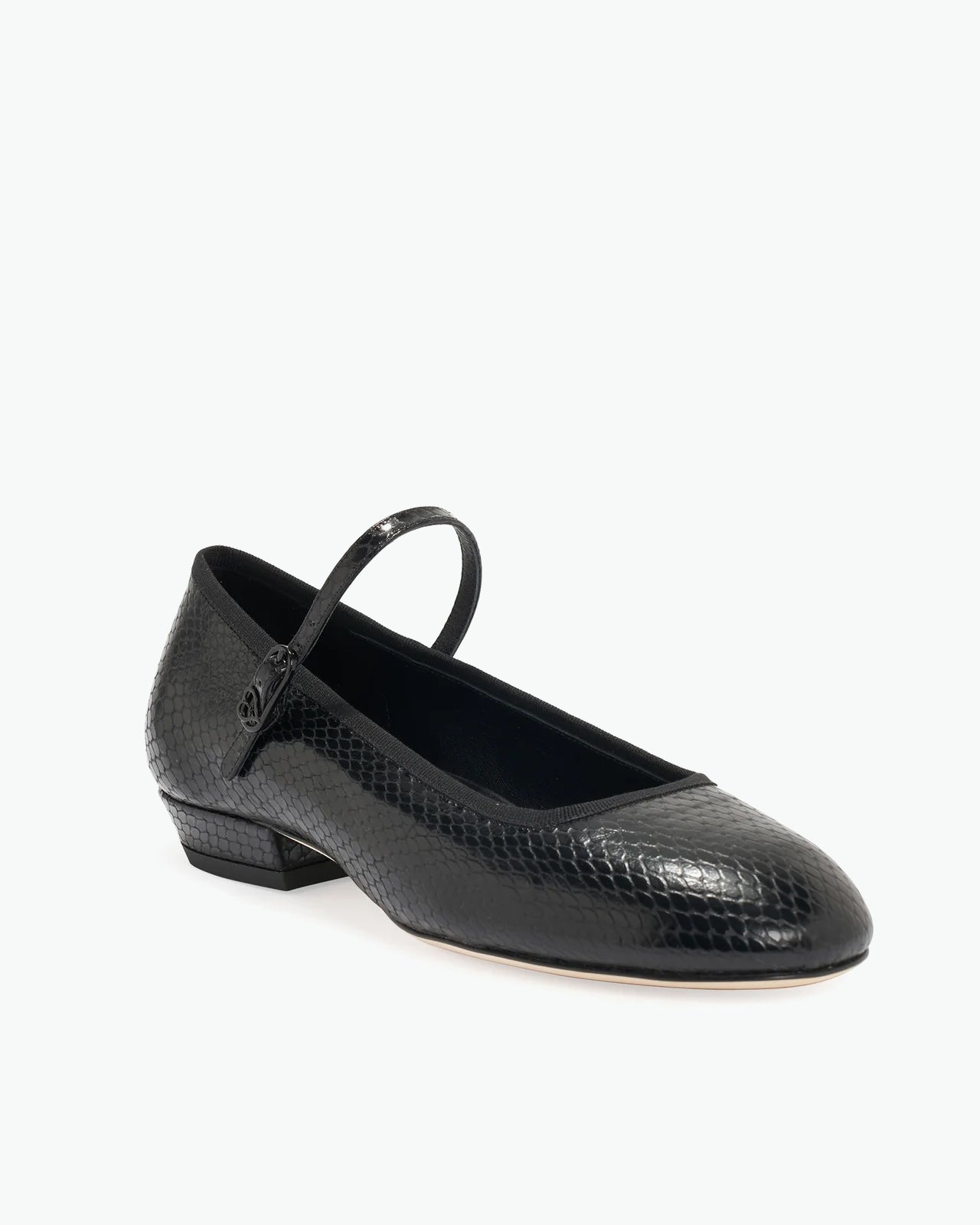 Peony Black Faux Snake Print Calfskin